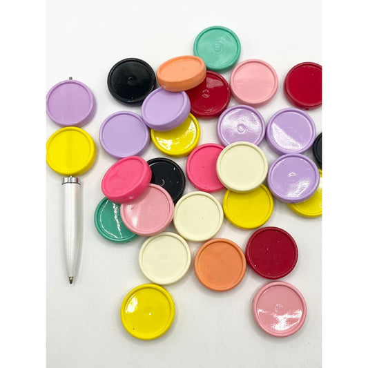 Glossy Round Flat Acrylic Beads ,30mm,Random Mix,YY