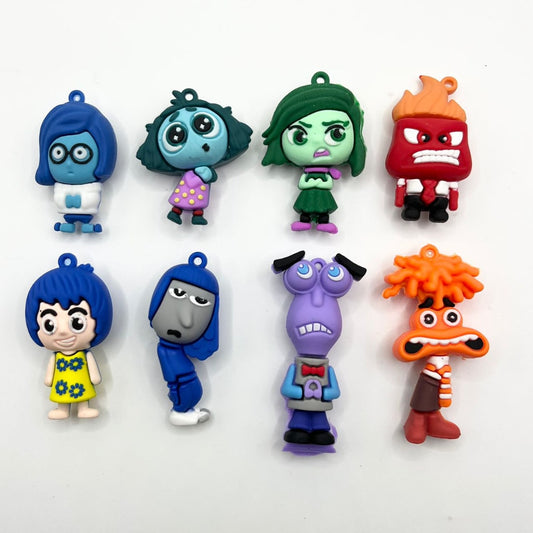 3D Inside out Cartoon Characters Silicone Pendants ( Can't fit on the pens) ,1set =8pcs ,Random Mix