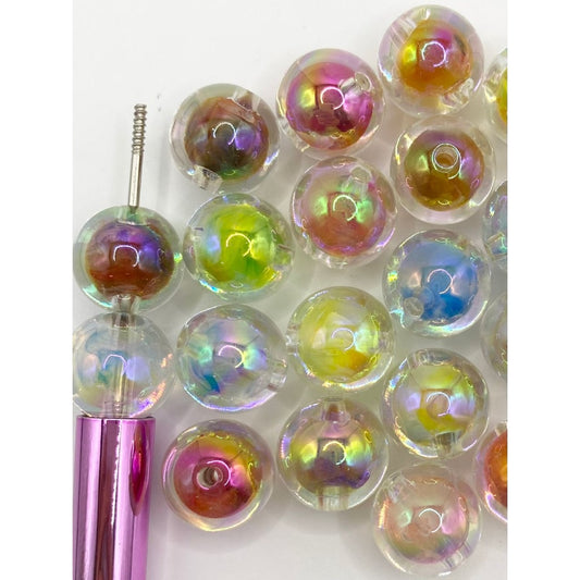 Double Layer Acrylic Beads With UV Finish,16mm,Random Mix ,WQ