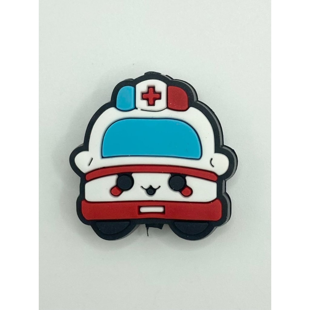 Cute Emergency Ambulance With Emojy Silicone Focal Beads