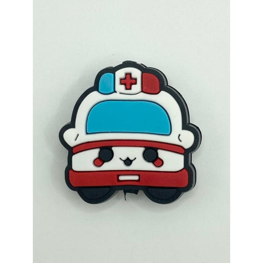 Cute Emergency Ambulance With Emojy Silicone Focal Beads