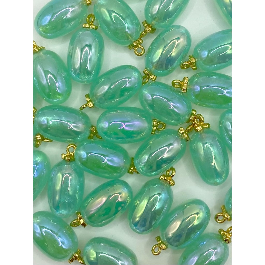 Oval Glossy Pendants Acrylic Beads With UV,13mm by 26mm