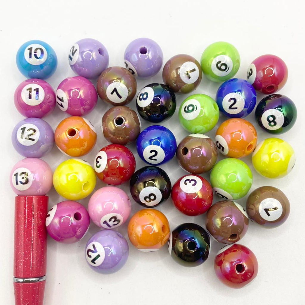 Glossy Number Acrylic Beads,16mm,Random Mix,MB