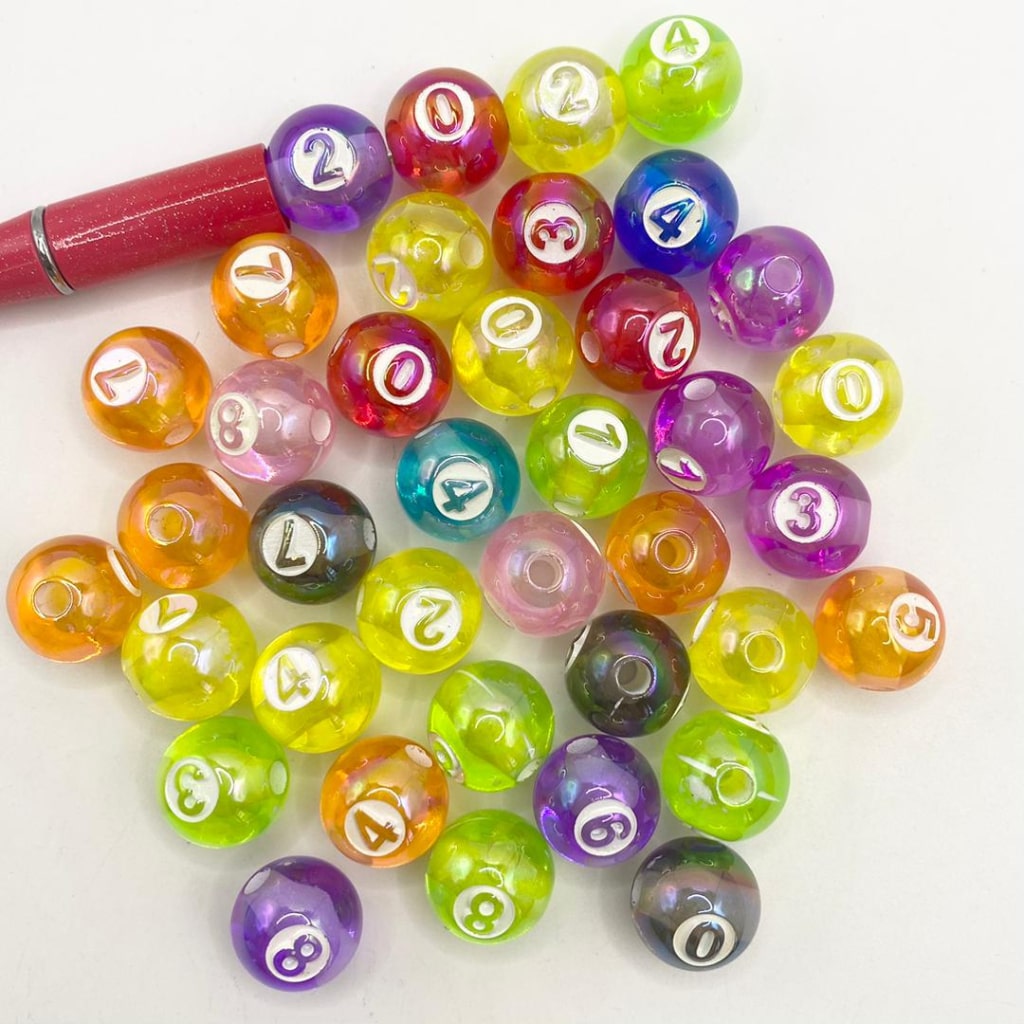 Glossy Number Acrylic Beads,16mm,Solid Color & Transparent Color,MB