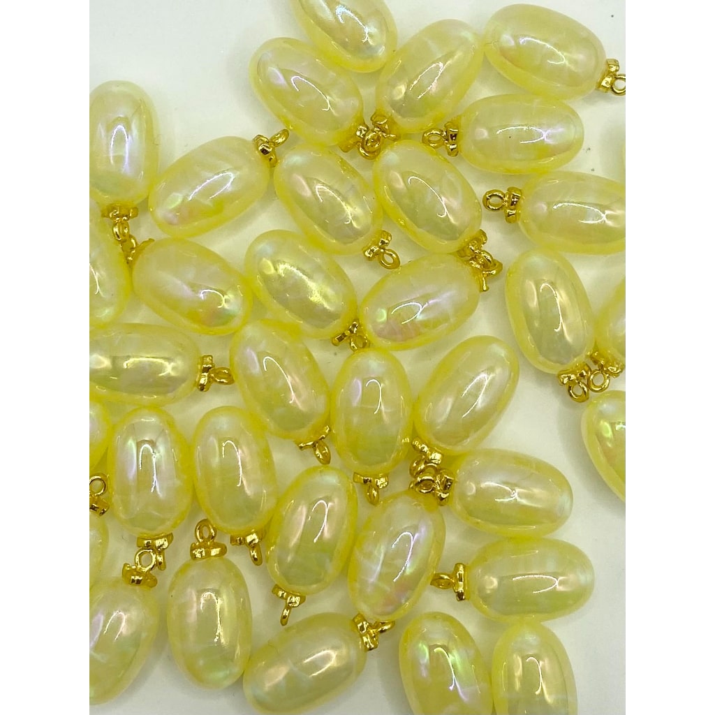 Oval Glossy Pendants Acrylic Beads With UV,13mm by 26mm