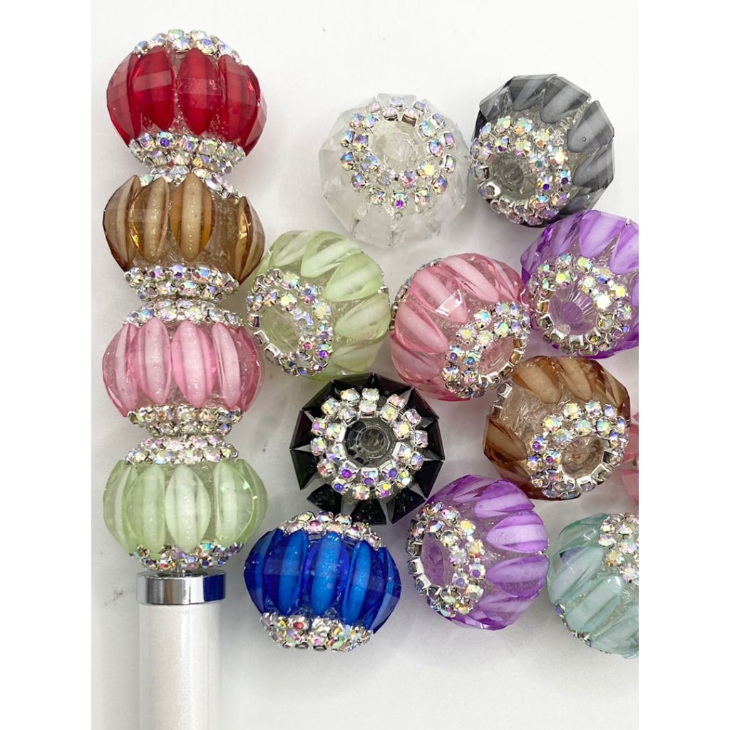 Fancy Acrylic Beads With Long Crystal & AB Rhinestone Chain,15mm by 19mm ,Random Mix,ZY