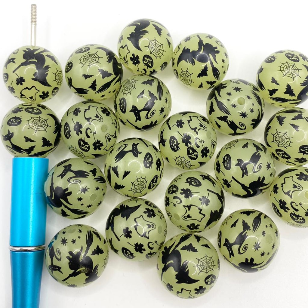 Luminious Witches & Black Cats Printed Acrylic Beads,20mm,YH