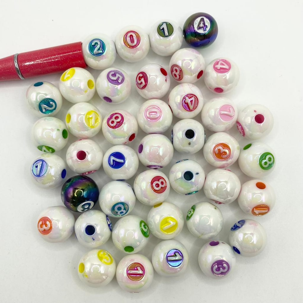 Glossy Number Acrylic Beads,16mm,Solid Color & Transparent Color,MB