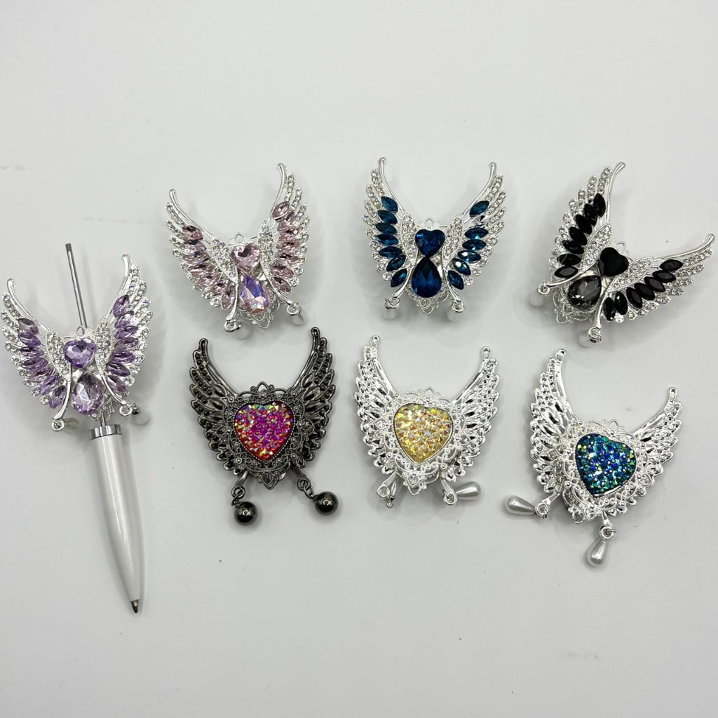 Fancy Metal Alloy Butterfly With Bling Crystal in different Sides ,49mm by 78mm ,Random Mix