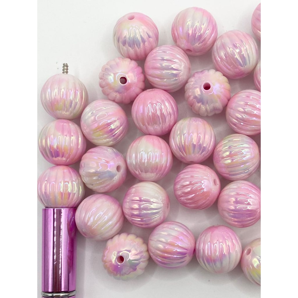 Glossy Pink Pumking Shaped Acrylic Beads,16mm,JH