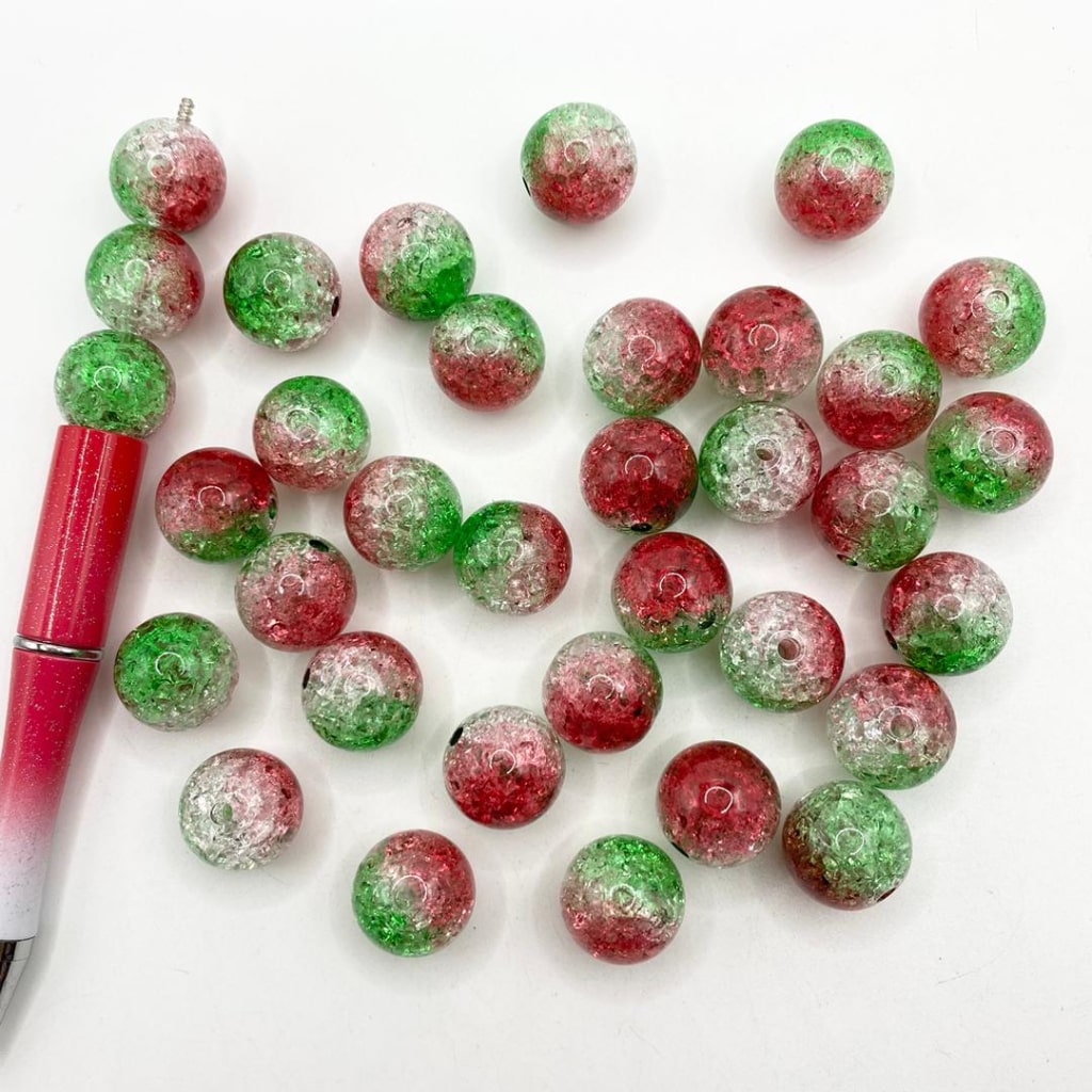 Christmas Color Ombre Crackle Acrylic Beads ,16mm