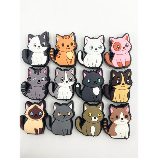 Cute Kittens & Cats Silicone Focal Beads,Random Mix