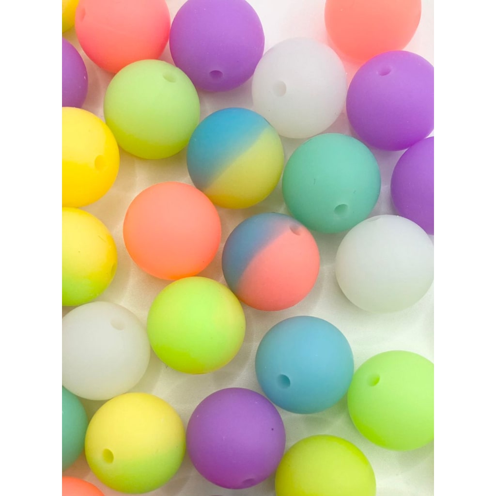 Luminious na Ombre at Solid Color Silicone Beads ,16mm, Random Mix