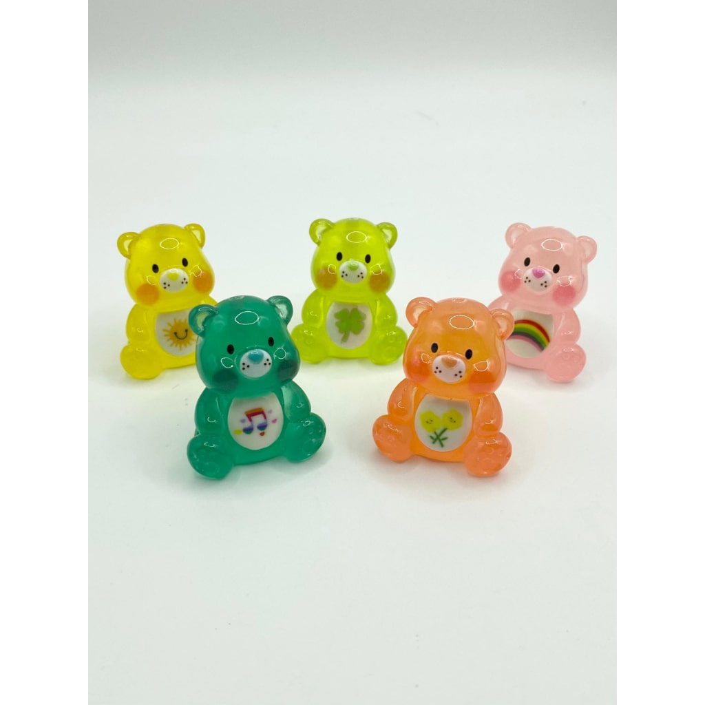 Cartoon Luminious See-Thru Care Bears Acrylic Beads na may mga butas ,32mm by 37mm ,Random Mix,PTG