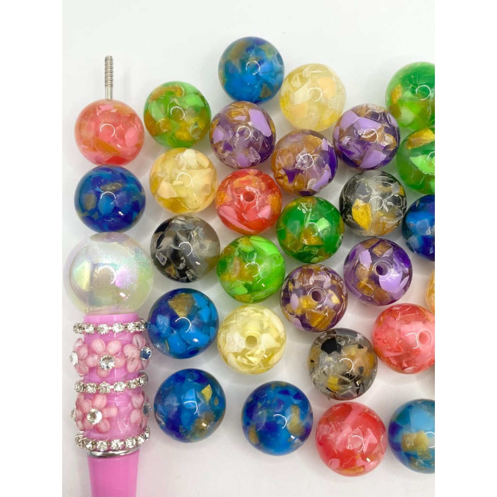 Luminious &amp; Glow in the Dark Transparent Acrylic Beads With Multicolor Jelly Confetti Inside ,16mm,Random Mix