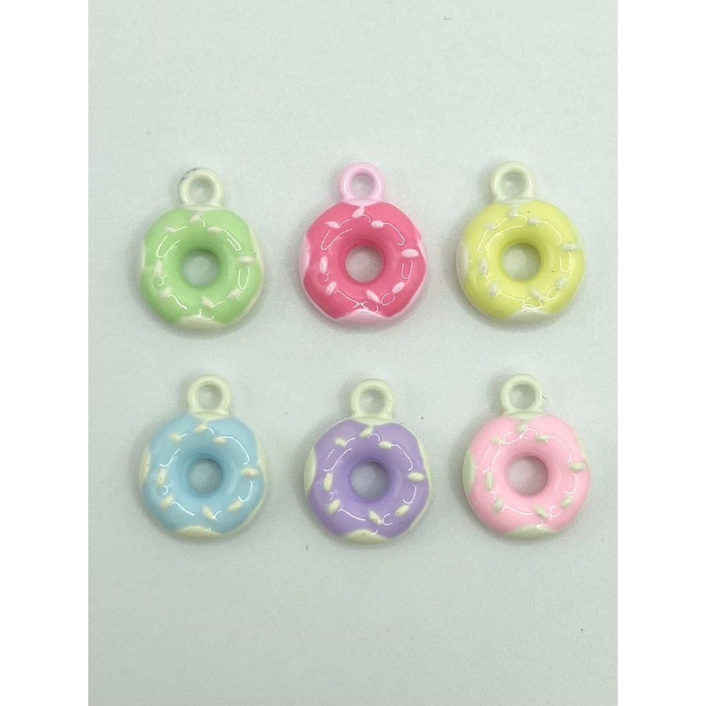 Glossy Donut Shaped Metal & Alloy Pendant ,11mm,Random Mix