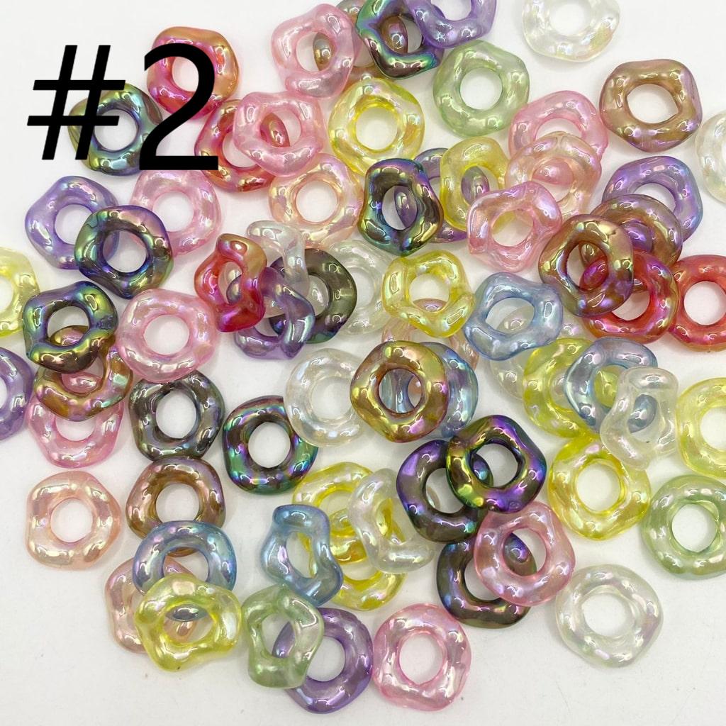 Wavy Acrylic Spacers With UV Finsih,Clear & Transparent Color ,16mm ,Random Mix,FS