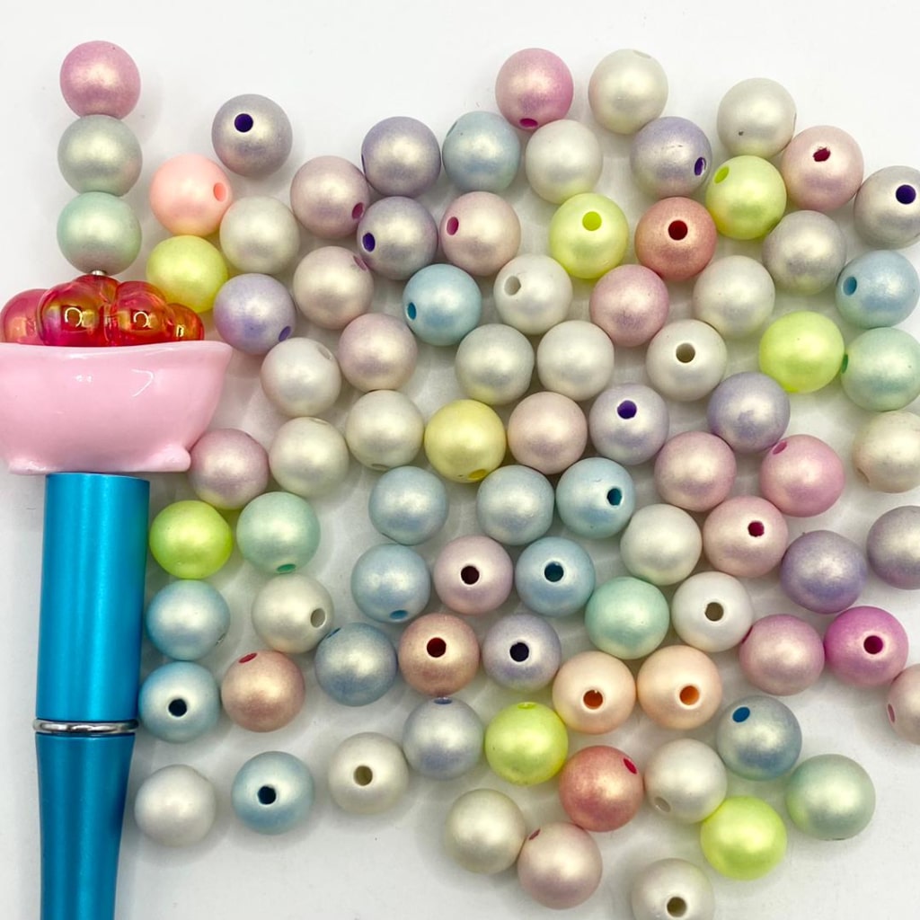 Light Pearl Color Acrylic Beads ,10mm,Random Mix,DK