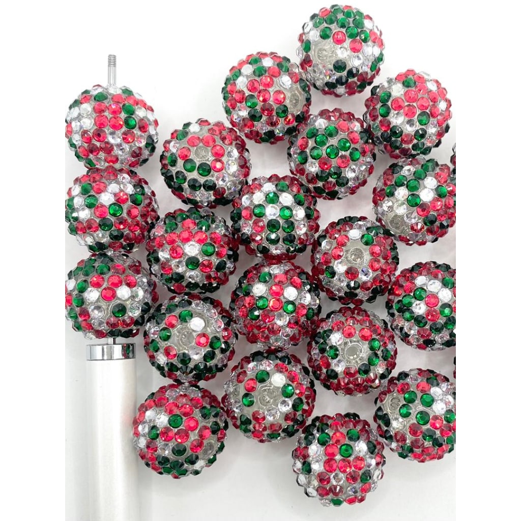 Christmas Color Acrylic Rhinestone Beads In Red & Green & White Color,20mm,ZY