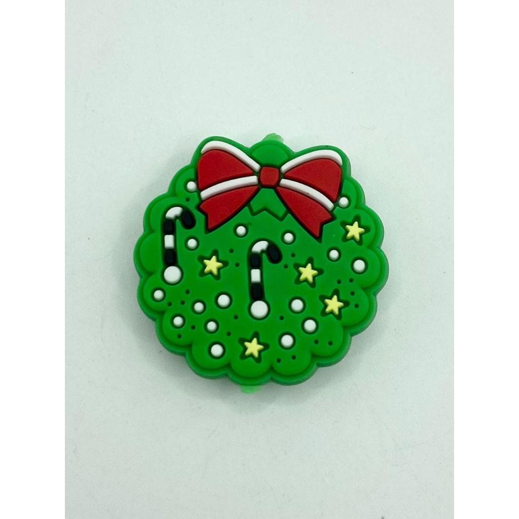 Christmas Round With Bowknot Silicone Focal Beads