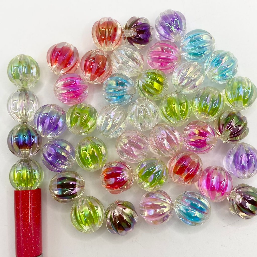 Double Layer Pumking Shaped Acrylic Beads ,16mm,Random Mix,CM