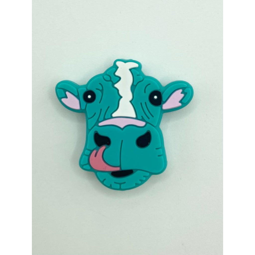 Teal Color Cow Silicone Focal Beads