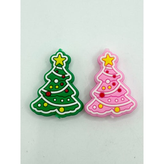 Christmas Tree Silicone Focal Beads,Random Mix