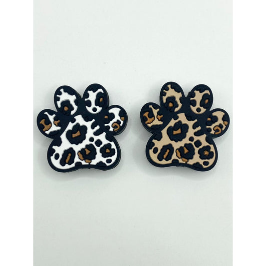 Leopard Cat & Dog Paw Silicone Focal Beads,Random Mix