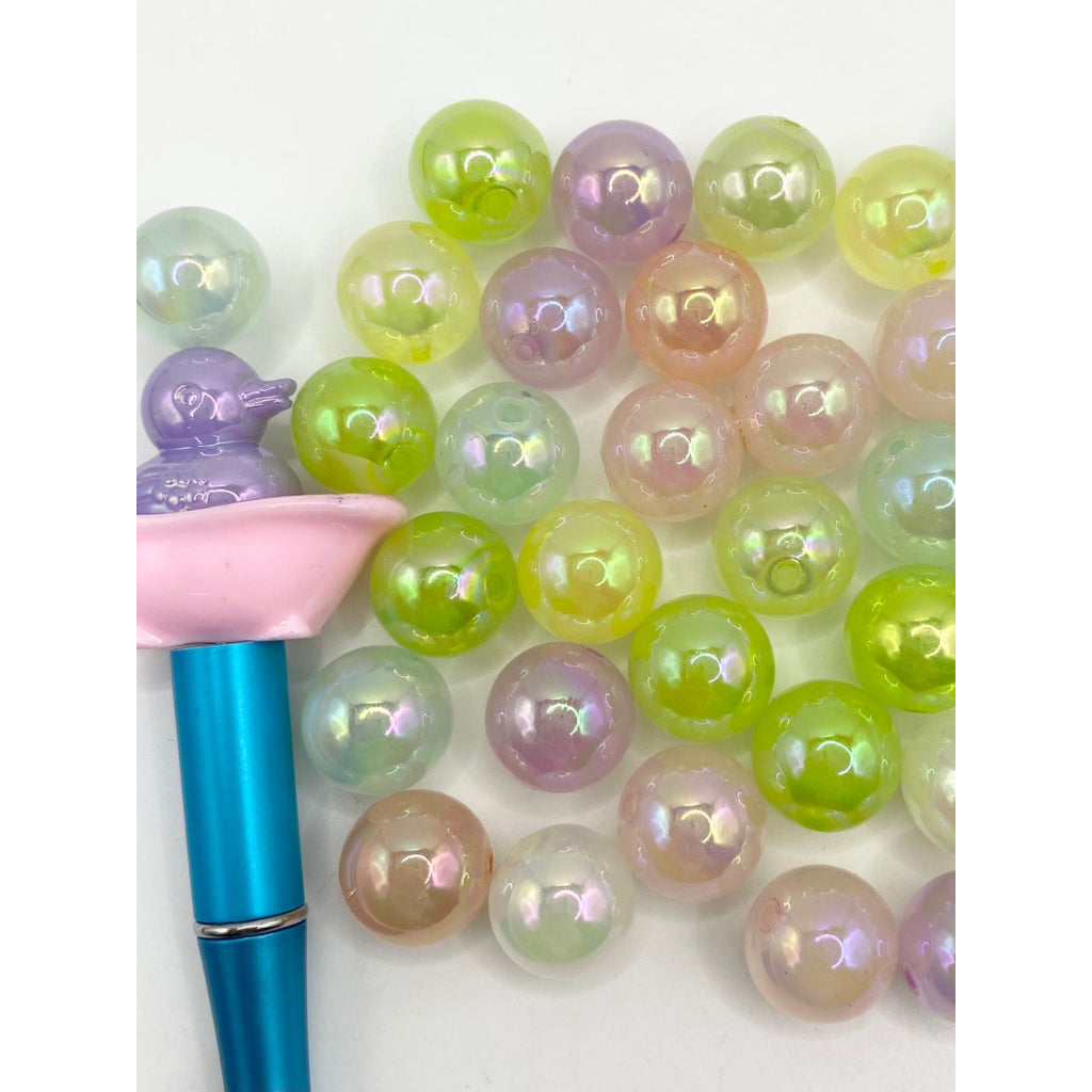 Light Color Luminious Glossy Transparent Acrylic Beads With UV Finish ,16mm,Random Mix,AZ