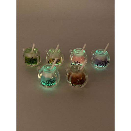 Luminious Coffee Straw Cups Acrylic Beads Without Hole ,15mm by 16mm,Random Mix