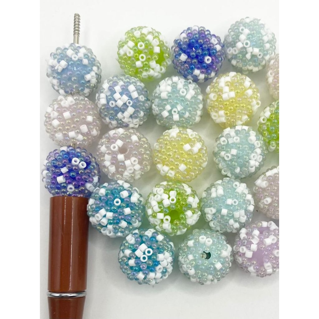 Acrylic Beads With UV Pearls & White Decorative Tube,16mm,ZY