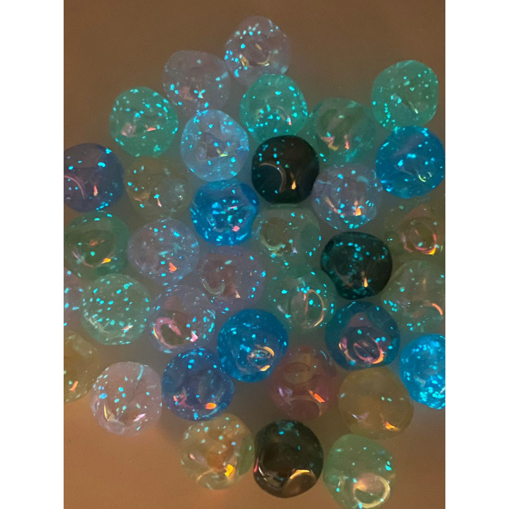 Luminious Glitter Irregular Jelly Transparent Acrylic Beads With UV Finish,16mm,Random Mix,YY