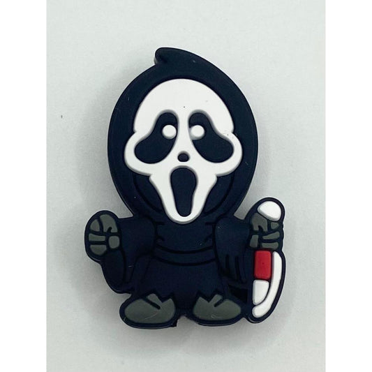 Ghost with Face Holding the Knife with Blood Silicone Focal Beads