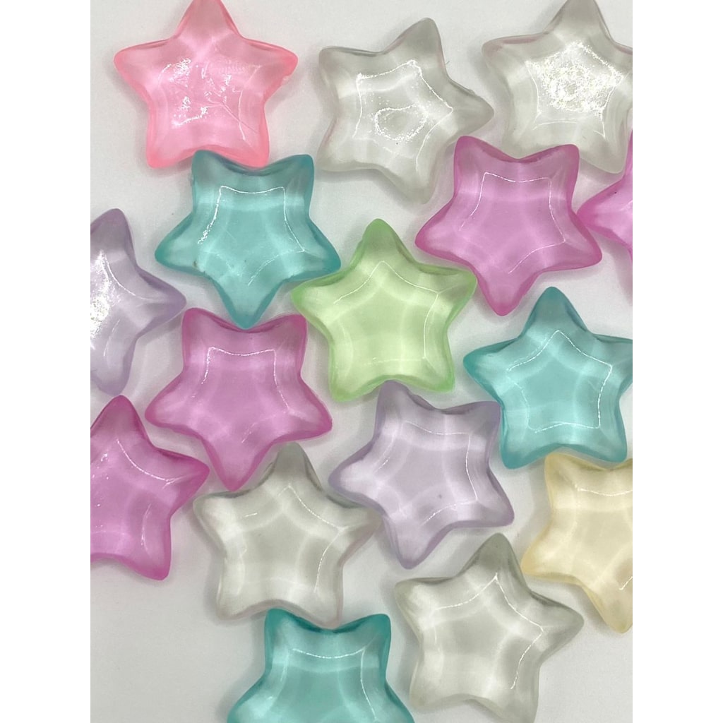 Luminious Star Shaped Acrylic Beads Without Hole ,7mm by 23mm,Random Mix