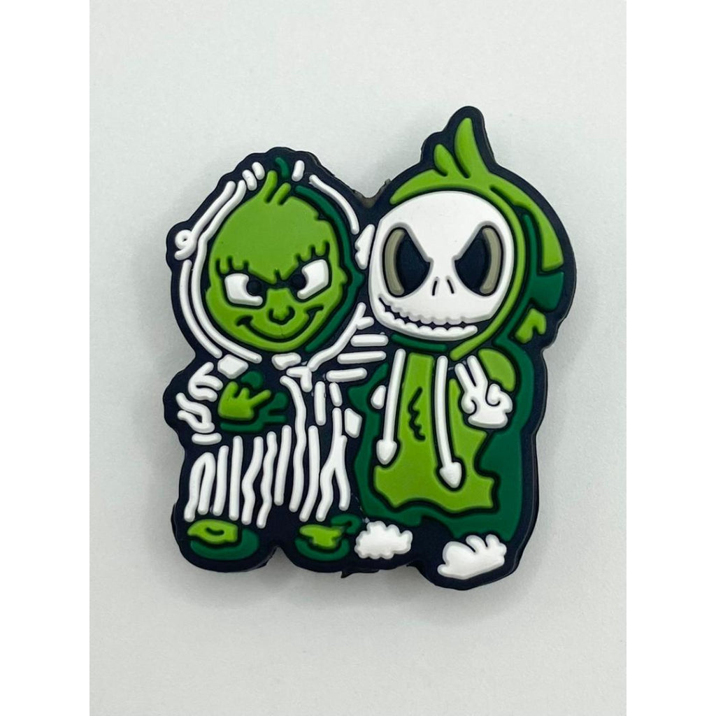 Jack With Ghost Face and Grinch Hugging With Green Suit Silicone Focal Beads