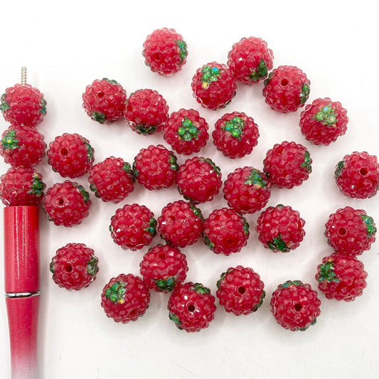 Red Jelly Rhinestone Acrylic Beads With Christmas Tree,16mm