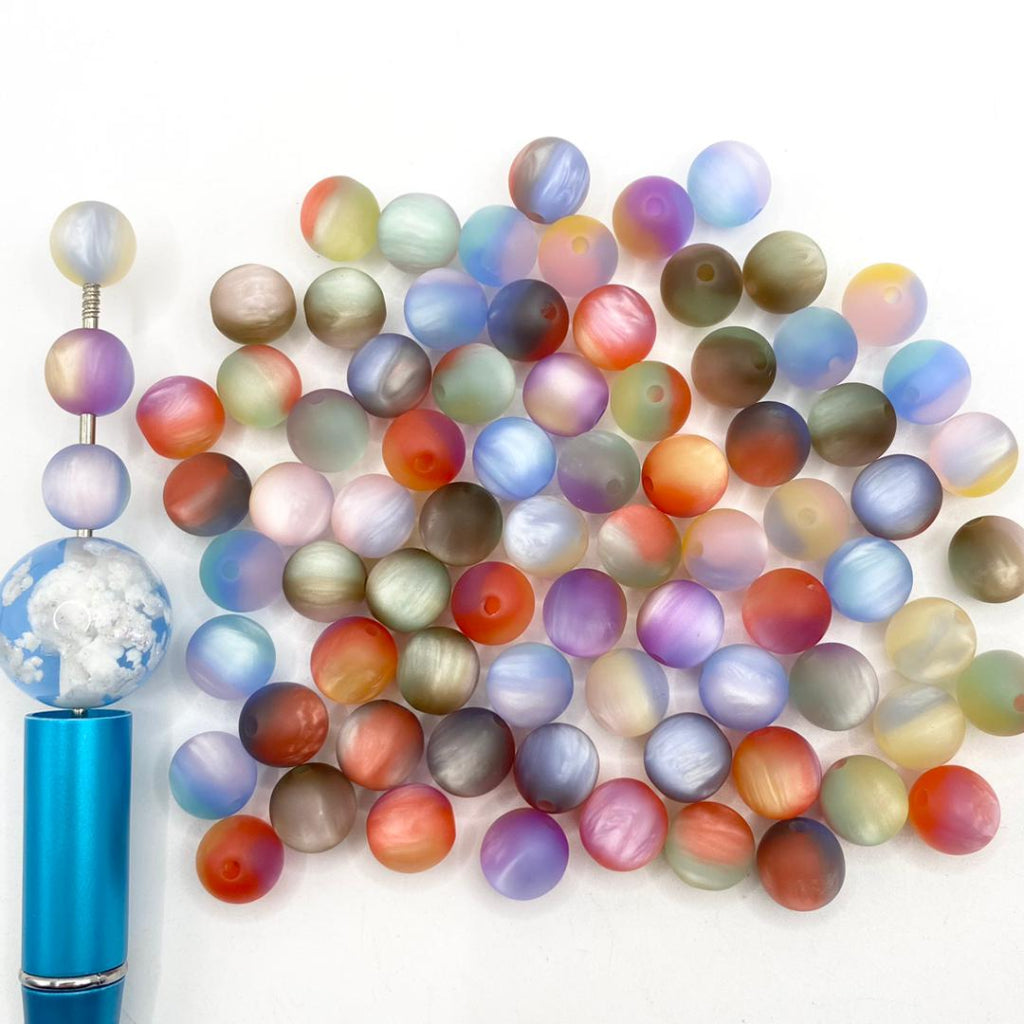 Ombre Acrylic Beads With Stripe ,10mm,Random Mix,WM