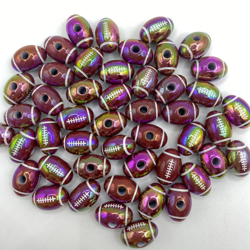 Glossy Brown Football & Sport Acrylic Beads with UV finish ,16mm,Random Mix,WQ