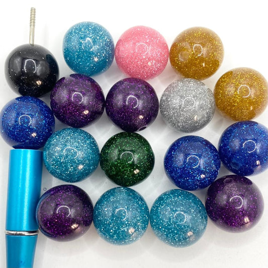 Double Glitter Acrylic Beads ,20mm,Random Mix