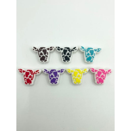 Cow Heads With Spotted Silicone Focal Beads,Random Mix