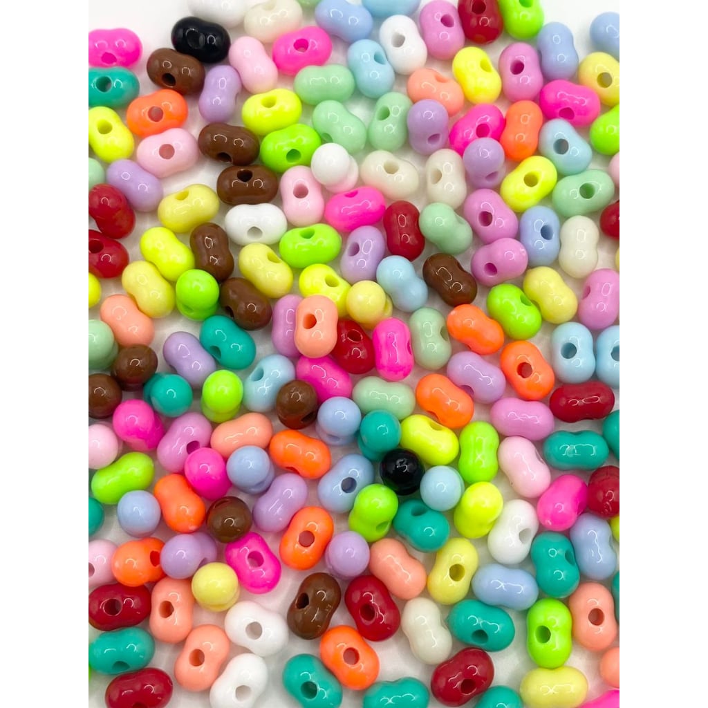 Peanut Shaped Glossy Acrylic Beads ( Can't fit the Pen) ,5mm by 8mm,Random Mix ,DK