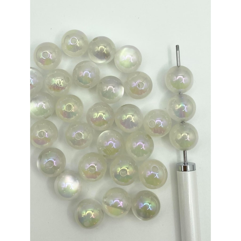 White Cat Eye Style Acrylic Beads,16mm,MT