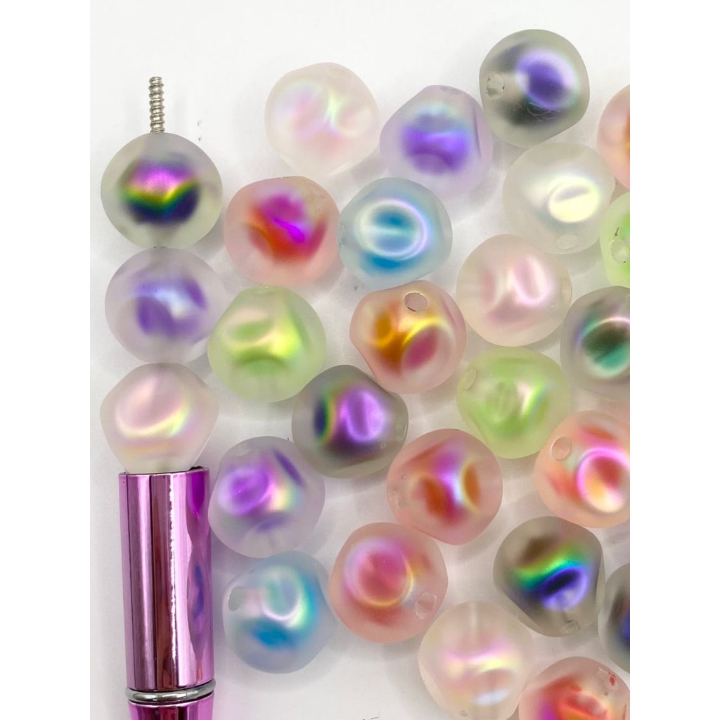 Irregular Double Frosted & Clear Layer Acrylic Beads with UV Finish ,16mm,Random Mix,ZA