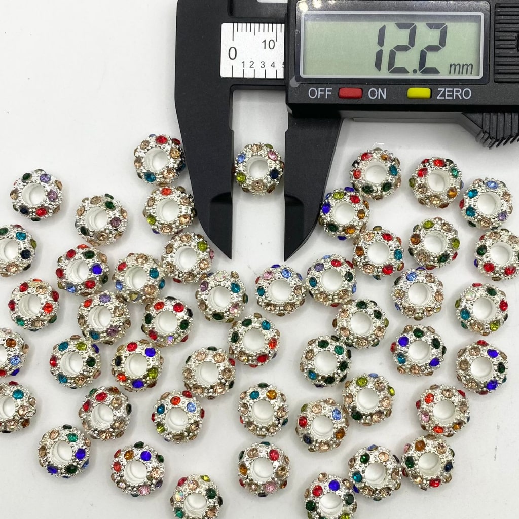 Metal Alloy Spacers With Multicolor Rhinestone ,12mm