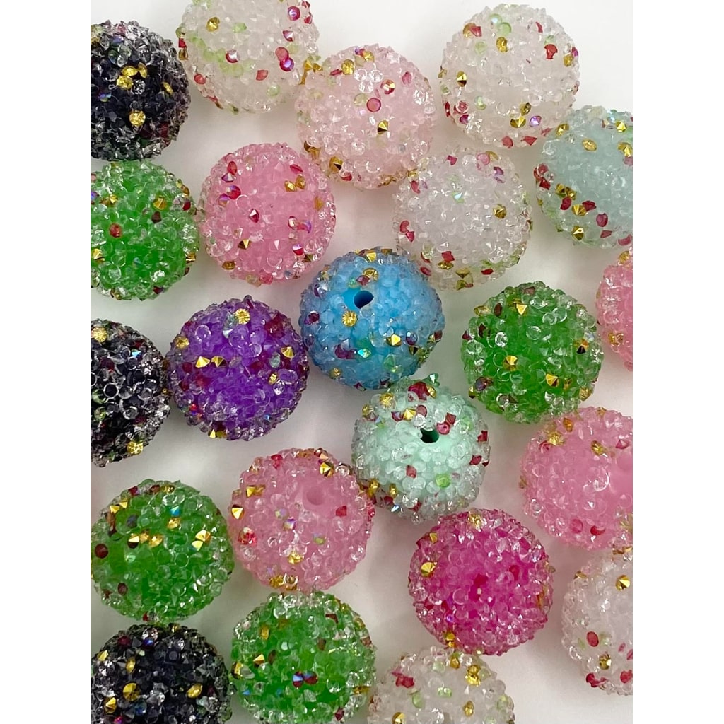 Hard SugarAcrylic Beads na may maliit na Rhinestone ,20mm, ZJ