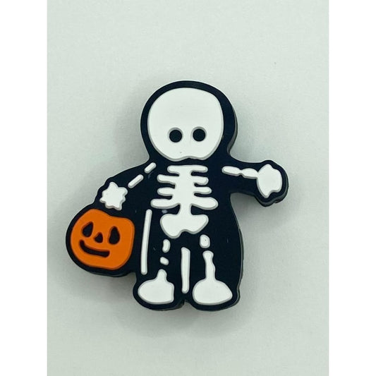 Skeleton With Pumking Silicone Focal Beads