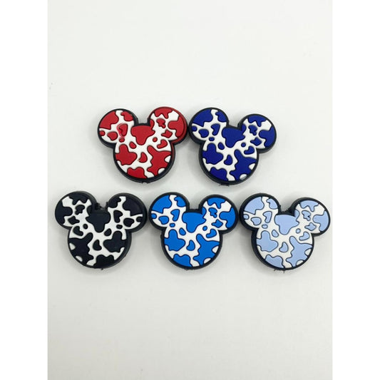 Cow Printed Micky Head Silicone Focal Beads,Random Mix