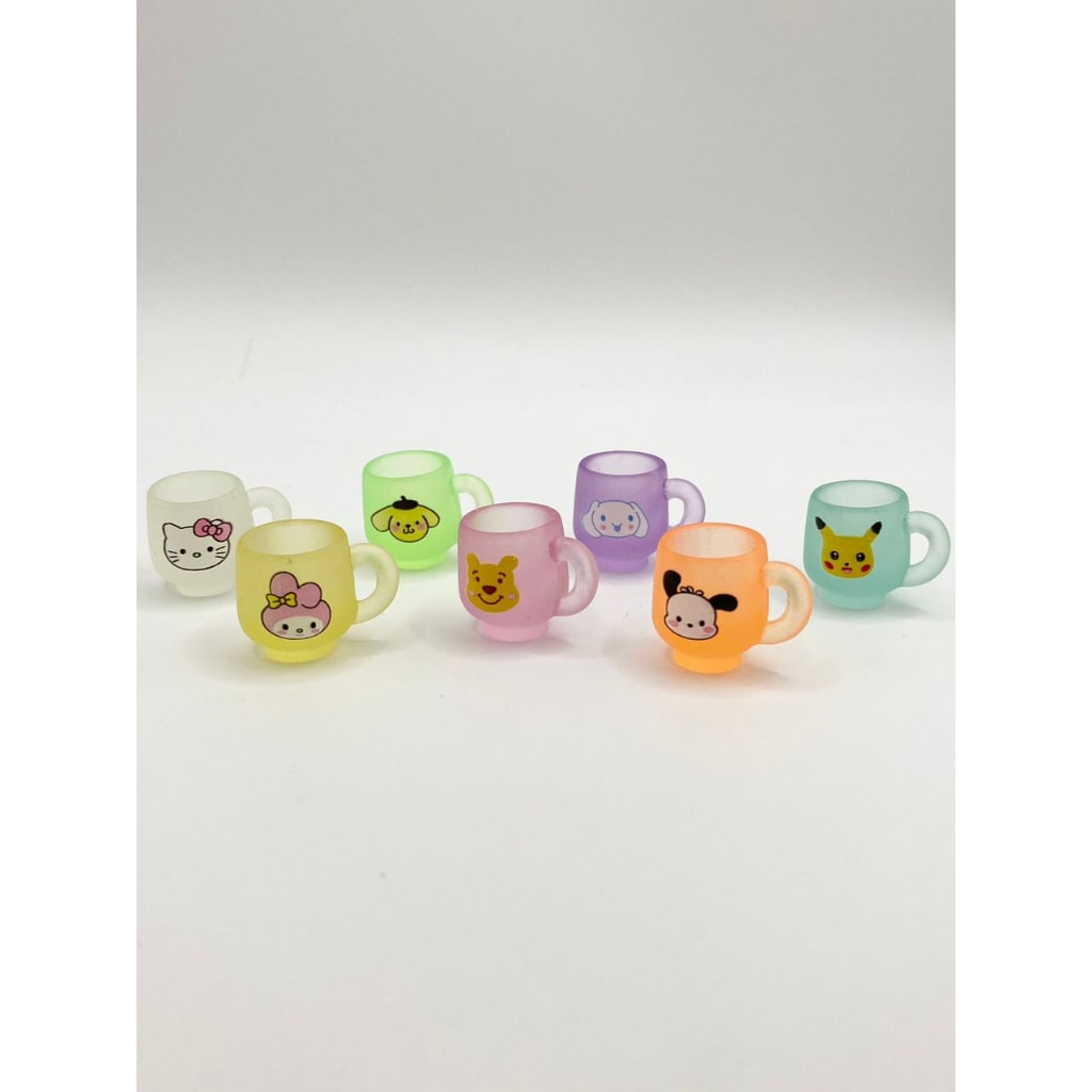 Luminious Sanrio & HK & Winnie & Pikachu & Melody & Pacha dog Acrylic Cups Without Hole ,17.6mm by 22.6mm ,Random Mix