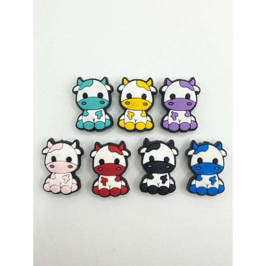 Cute Sitting Cow Silicone Focal Beads,Random Mix