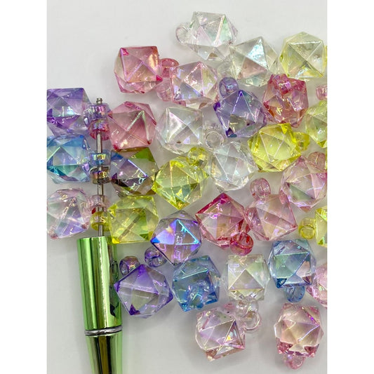 Clear See-Thru Hexagon Acrylic Pendants,16mm,Random Mix,XY